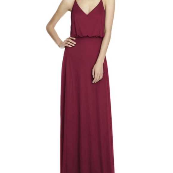 Alfred Sung Chiffon Blouson Gown in Burgundy Size 8 - Picture 1 of 5